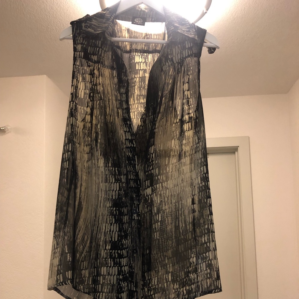 Black and Beige Sheer, tie back top!!!